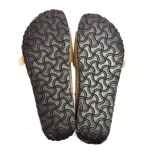 NWB Birkenstock Birkis Sandals Mallorca Gold Slides Rhinestone Buckle EUR 38 US7 - Picture 7 of 13